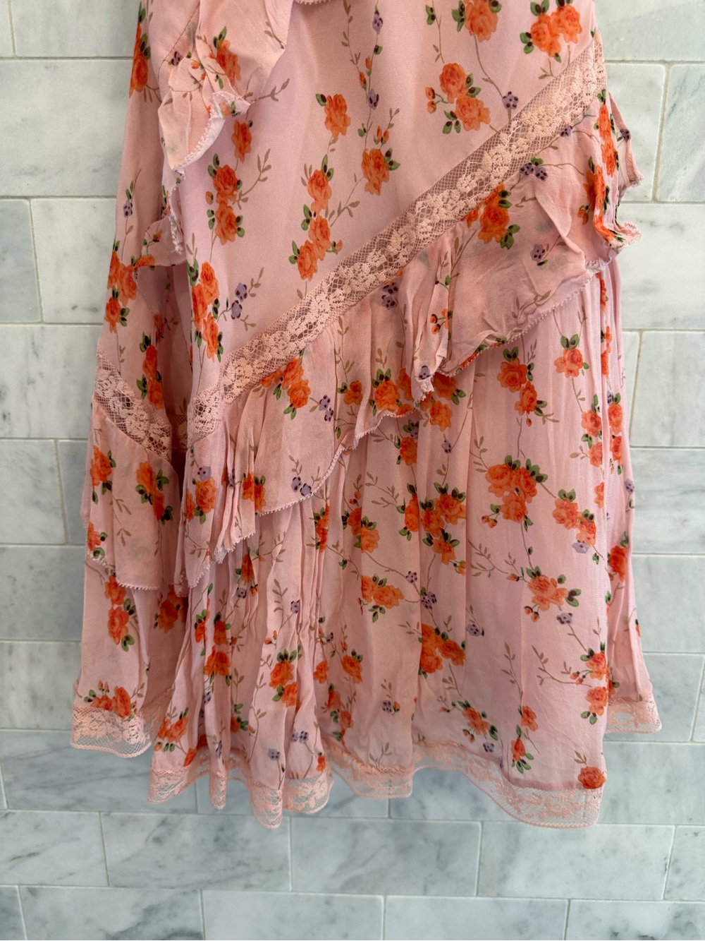 NWOT LoveShackFancy Serima tiered floral lace mini dress - Picture 4 of 5